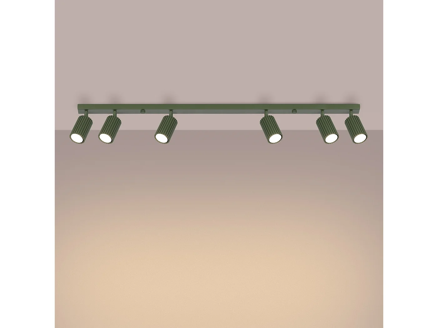 Lampa Sufitowa Minimalistyczny Karbon, Aluminium - 6 Źródło - L.117 X H.16.5 Cm - Zielony Oliwkowy