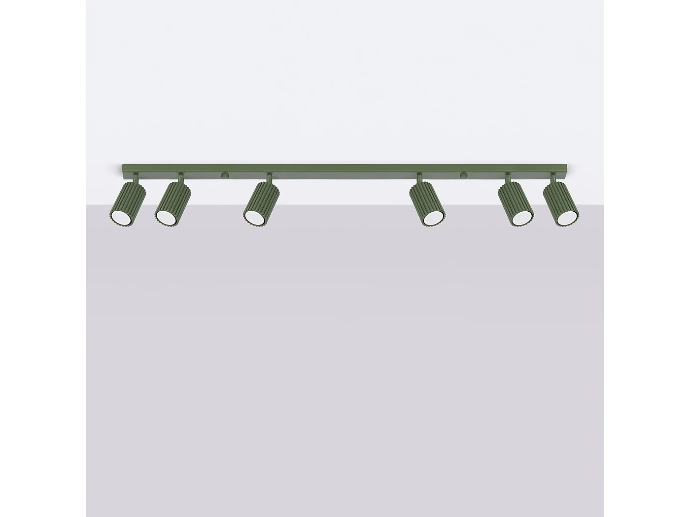 Plafonnier Karbon Minimaliste En Aluminium - 6 Sources Lumineuses - L.117 X H.16,5 Cm - Vert Olive