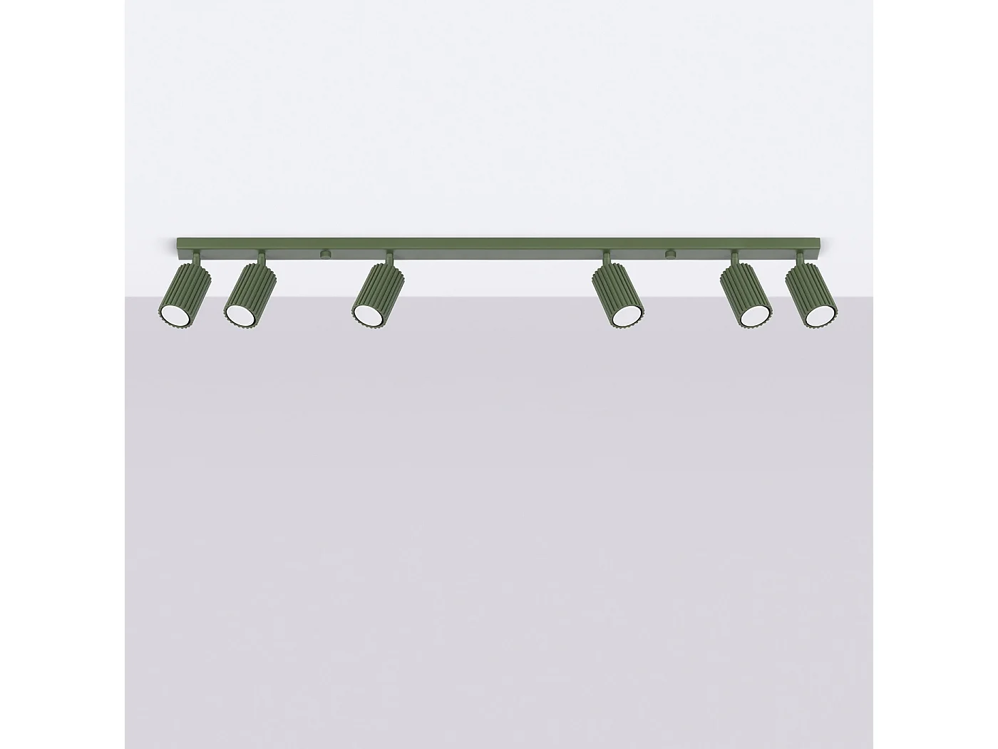 Plafondlamp KARBON minimalistisch van  - 6 lichtbronnen - L.117 x H.16,5 cm - olijfgroen