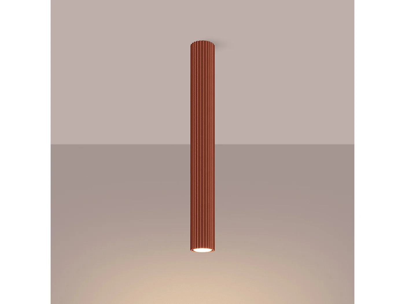 Lámpara de techo KARBON minimalista de aluminio - 1 fuentes luminosas - L.6,5 x A.60 cm - ocre rojo