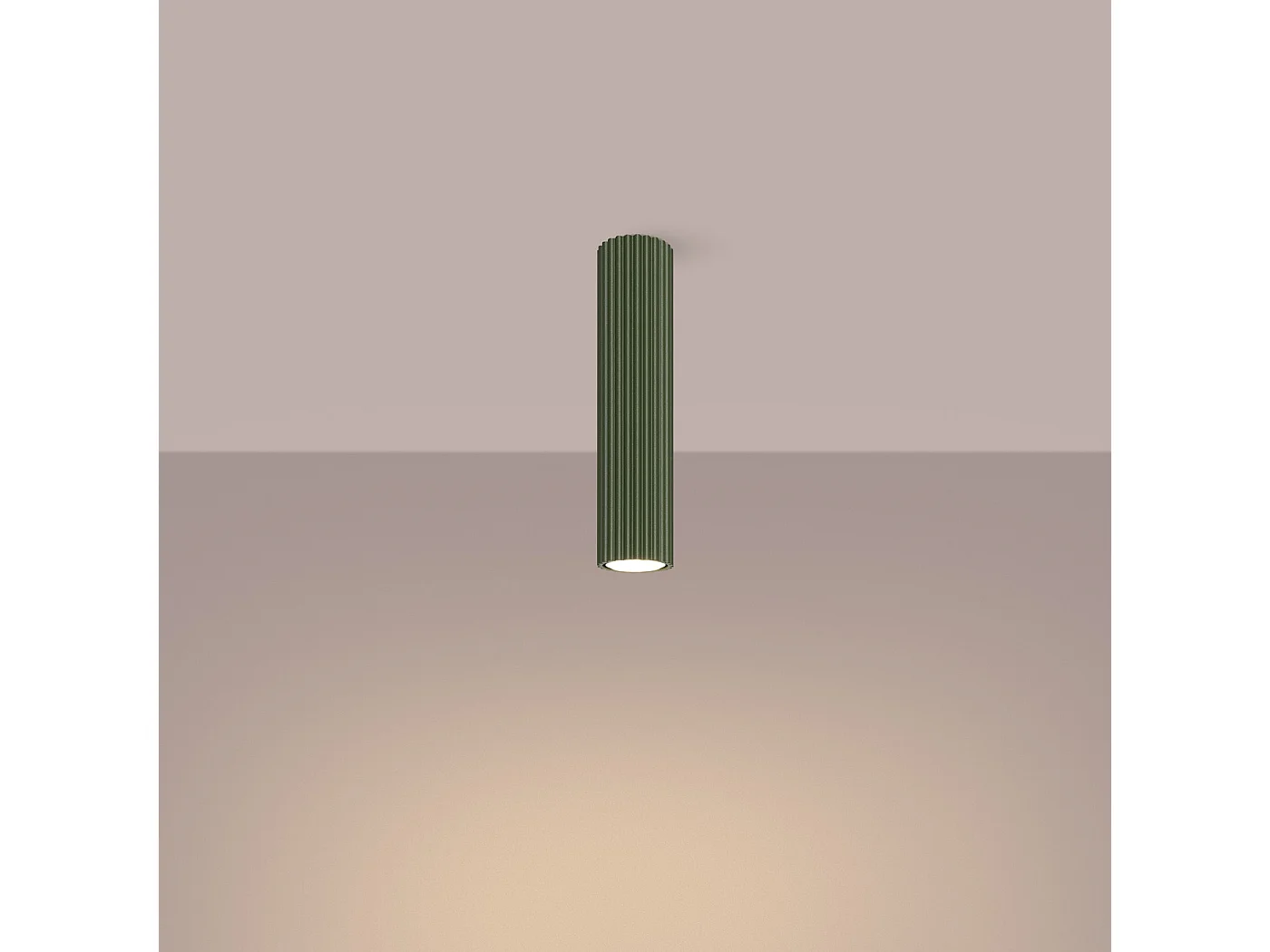 Lámpara de techo KARBON minimalista de aluminio - 1 fuentes luminosas - L.6,5 x A.30 cm - verde oliva