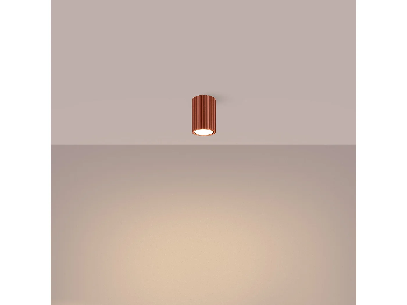 Plafonnier Karbon Minimaliste En Aluminium - 1 Sources Lumineuses - L.6,5 X H.10 Cm - Ocre Rouge