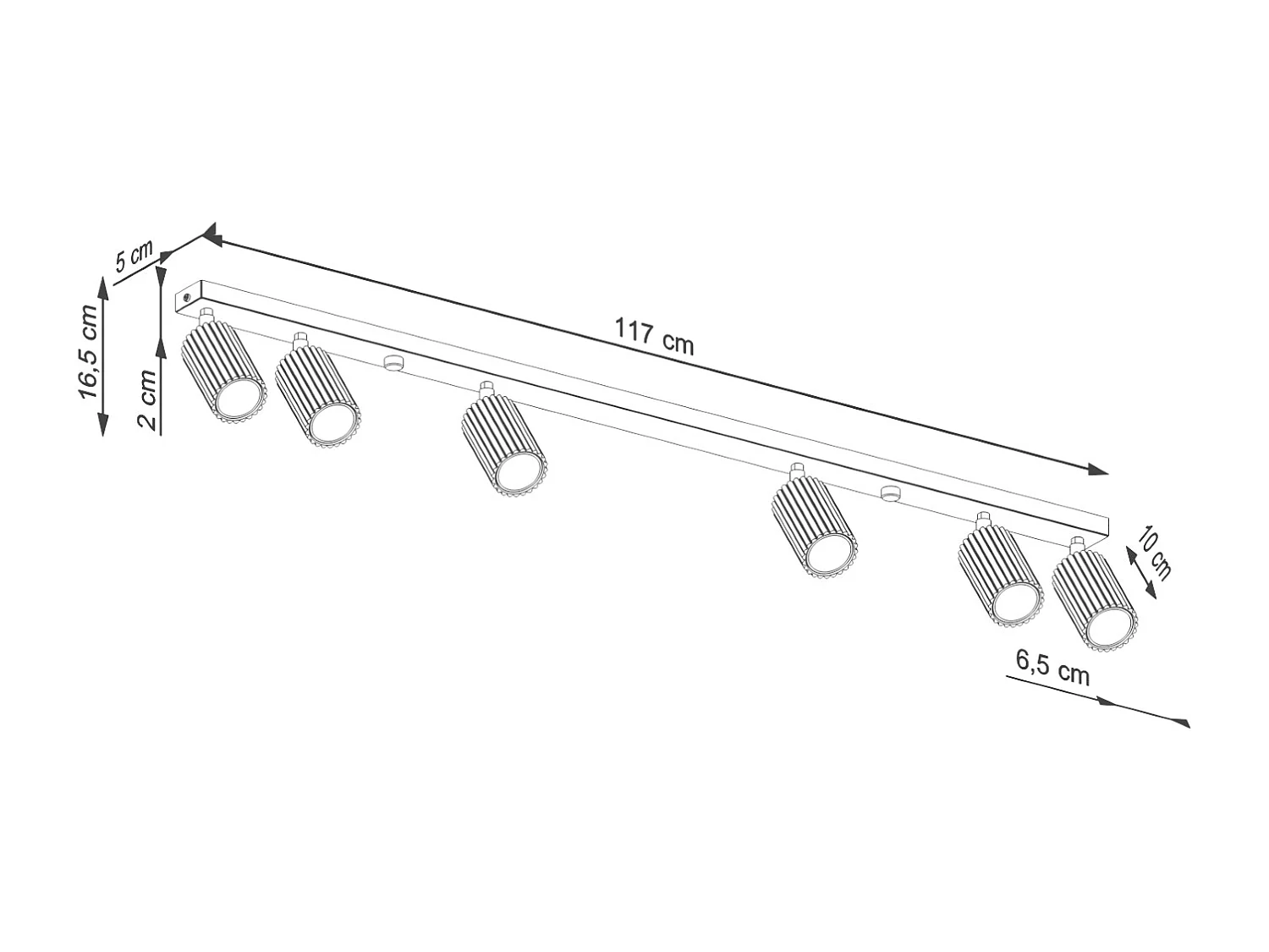 Lámpara De Techo Karbon Minimalista De Aluminio - 6 Fuentes Luminosas - L.117 X A.16,5 Cm - Beige