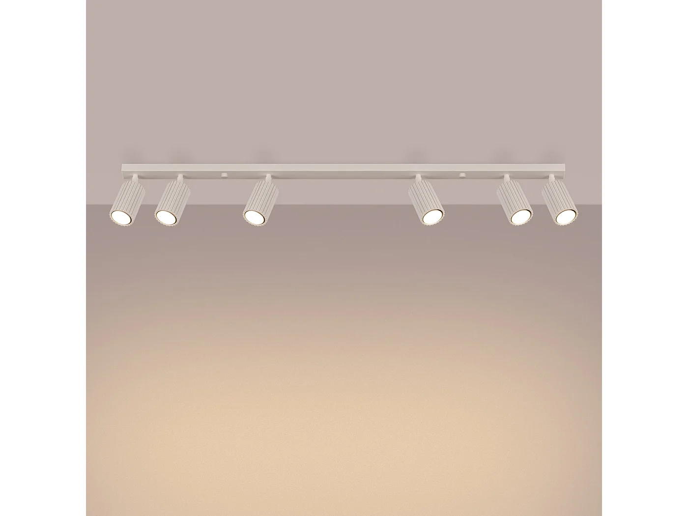 Plafondlamp KARBON minimalistisch van  - 6 lichtbronnen - L.117 x H.16,5 cm - beige