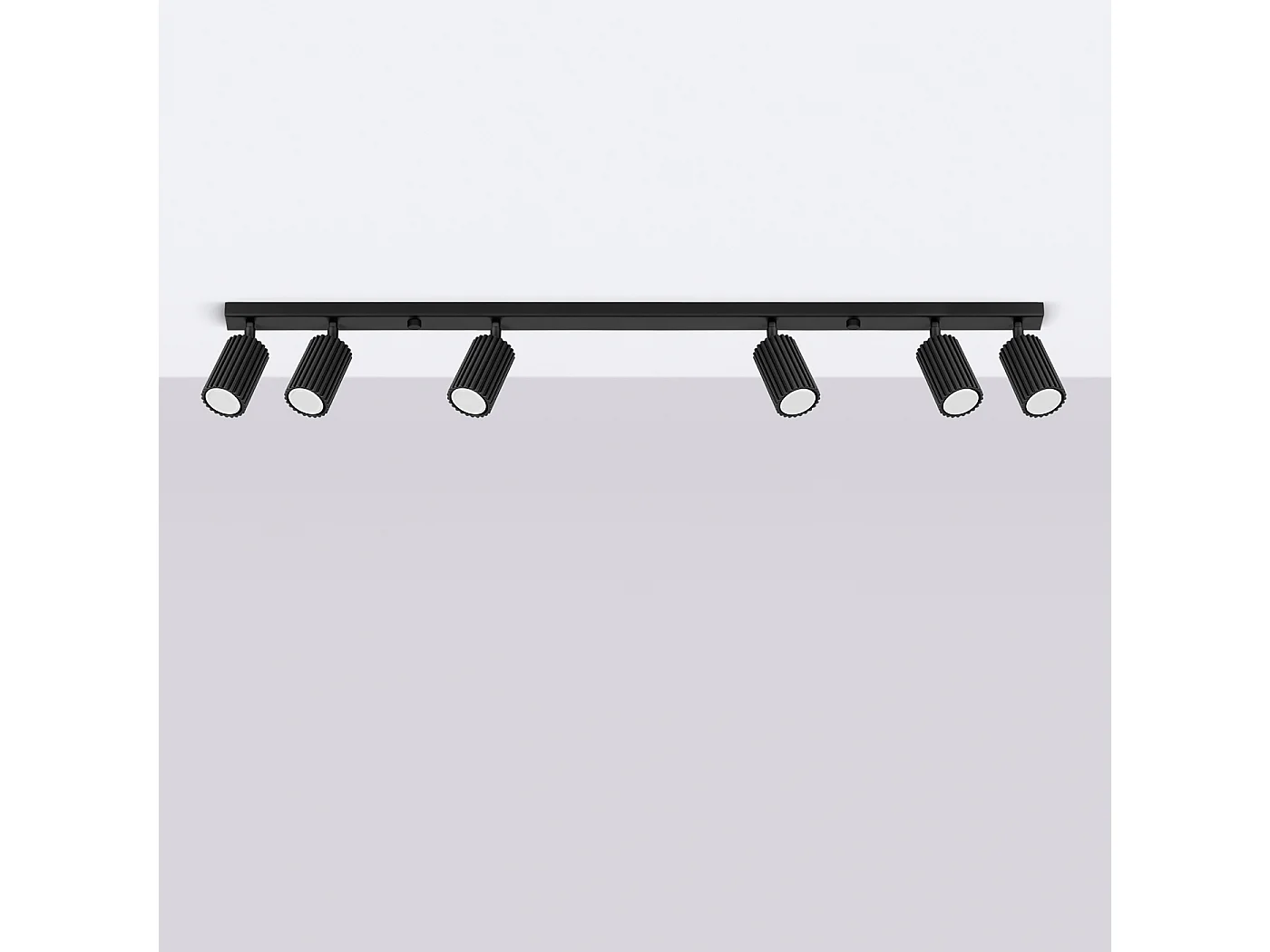 Deckenleuchte Karbon Minimalistisch Aus  Aluminium - 6 Lichtquellen - L.117 X H. Cm - Schwarz