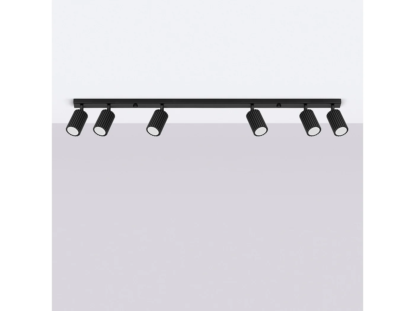 Plafondlamp KARBON minimalistisch van  - 6 lichtbronnen - L.117 x H.16,5 cm - zwart
