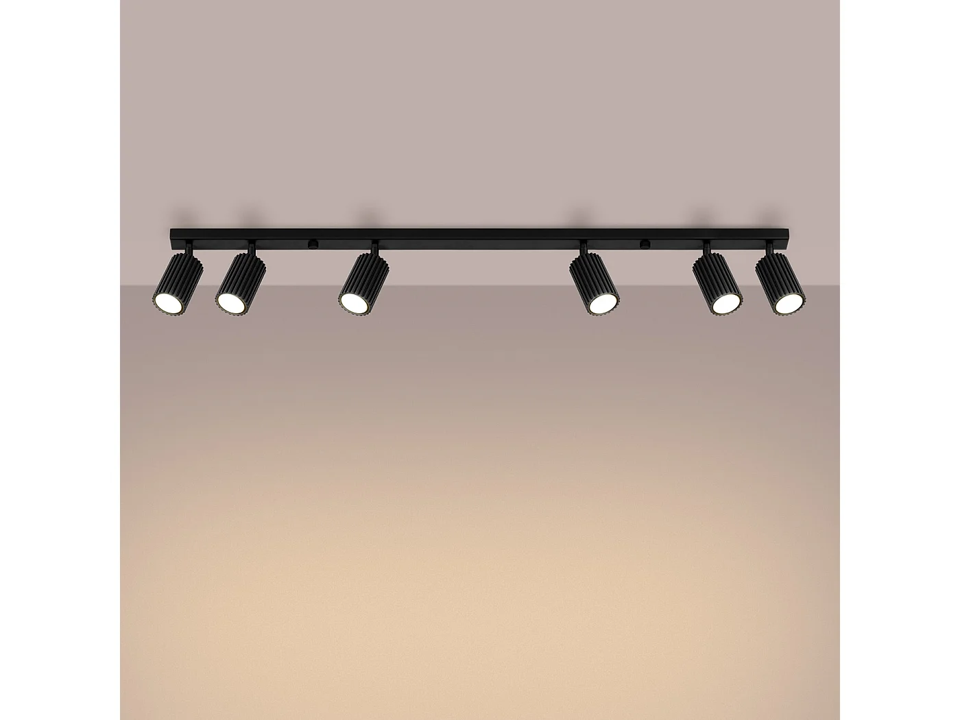 Plafondlamp KARBON minimalistisch van  - 6 lichtbronnen - L.117 x H.16,5 cm - zwart