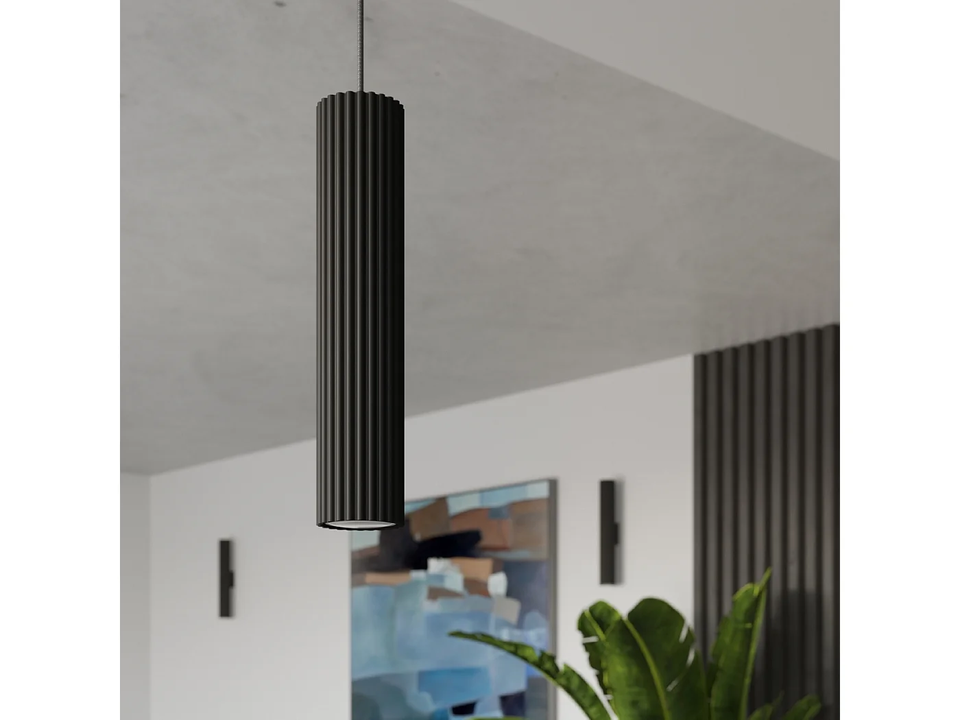 Luminária de teto KARBON minimalista, alumínio - 1 lichtbronnen - L.6.5 x H.20 cm - preto