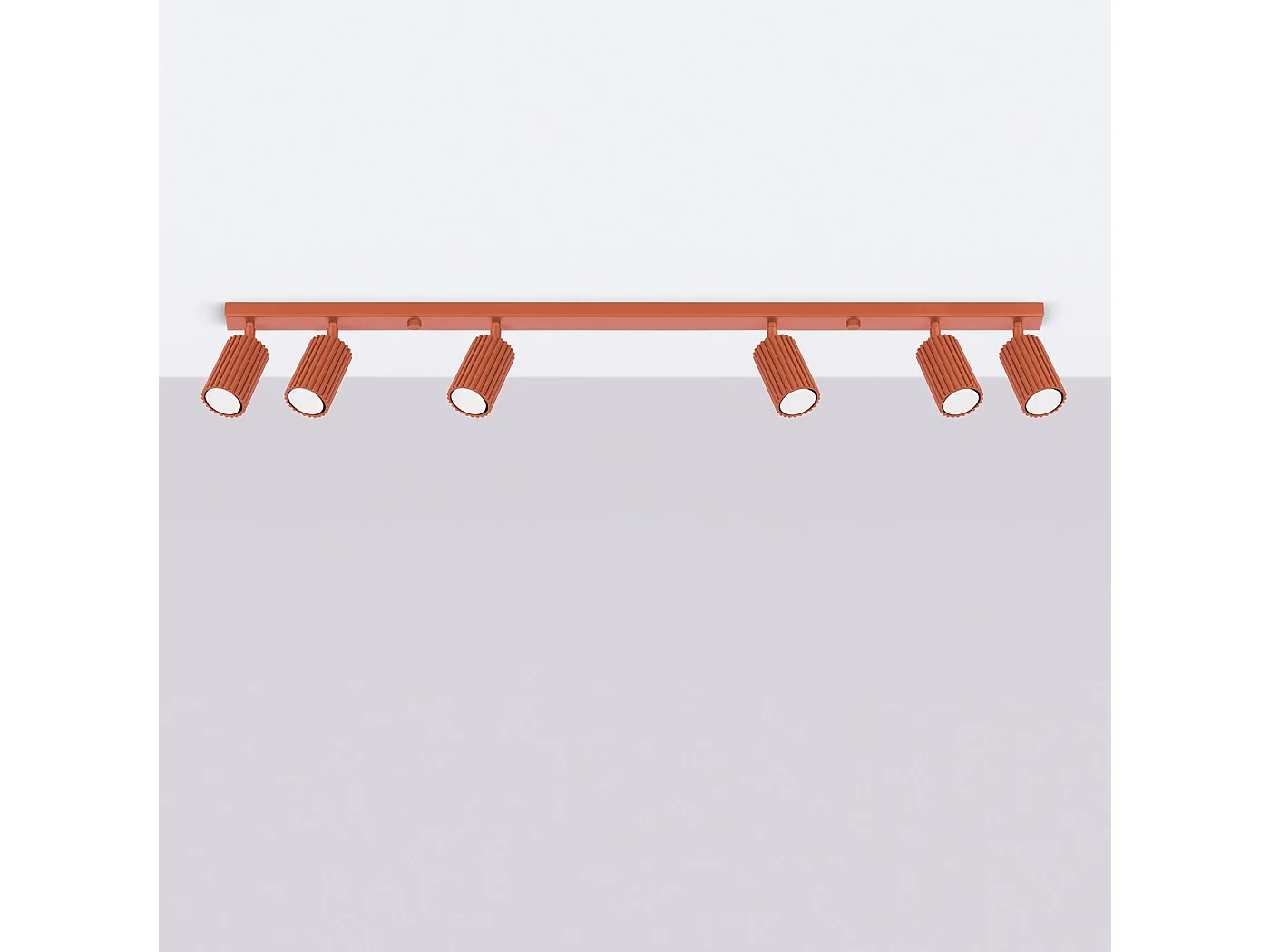 Plafondlamp KARBON minimalistisch van  - 6 lichtbronnen - L.117 x H.16,5 cm - rode oker