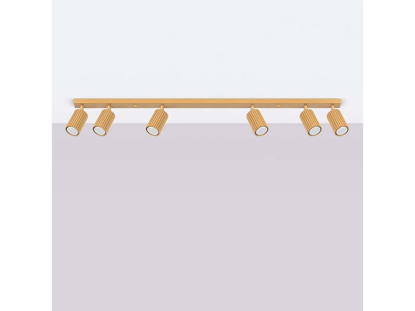 Deckenleuchte Karbon Minimalistisch Aus  Aluminium - 6 Lichtquellen - L.117 X H. Cm - Golden