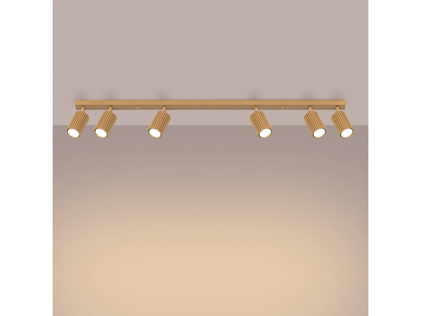 Lampa Sufitowa Minimalistyczny Karbon, Aluminium - 6 Źródło - L.117 X H.16.5 Cm - Złoty