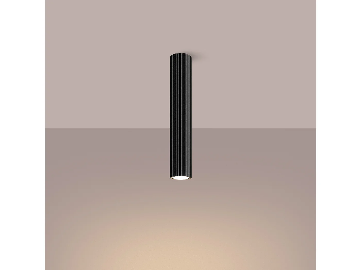 Deckenleuchte Karbon Minimalistisch Aus  Aluminium - 1 Lichtquellen - L.6,5 X H. Cm - Schwarz