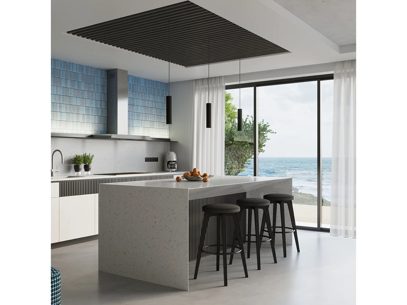 Plafonnier Karbon Minimaliste En Aluminium - 1 Sources Lumineuses - L.6,5 X H.60 Cm - Noir