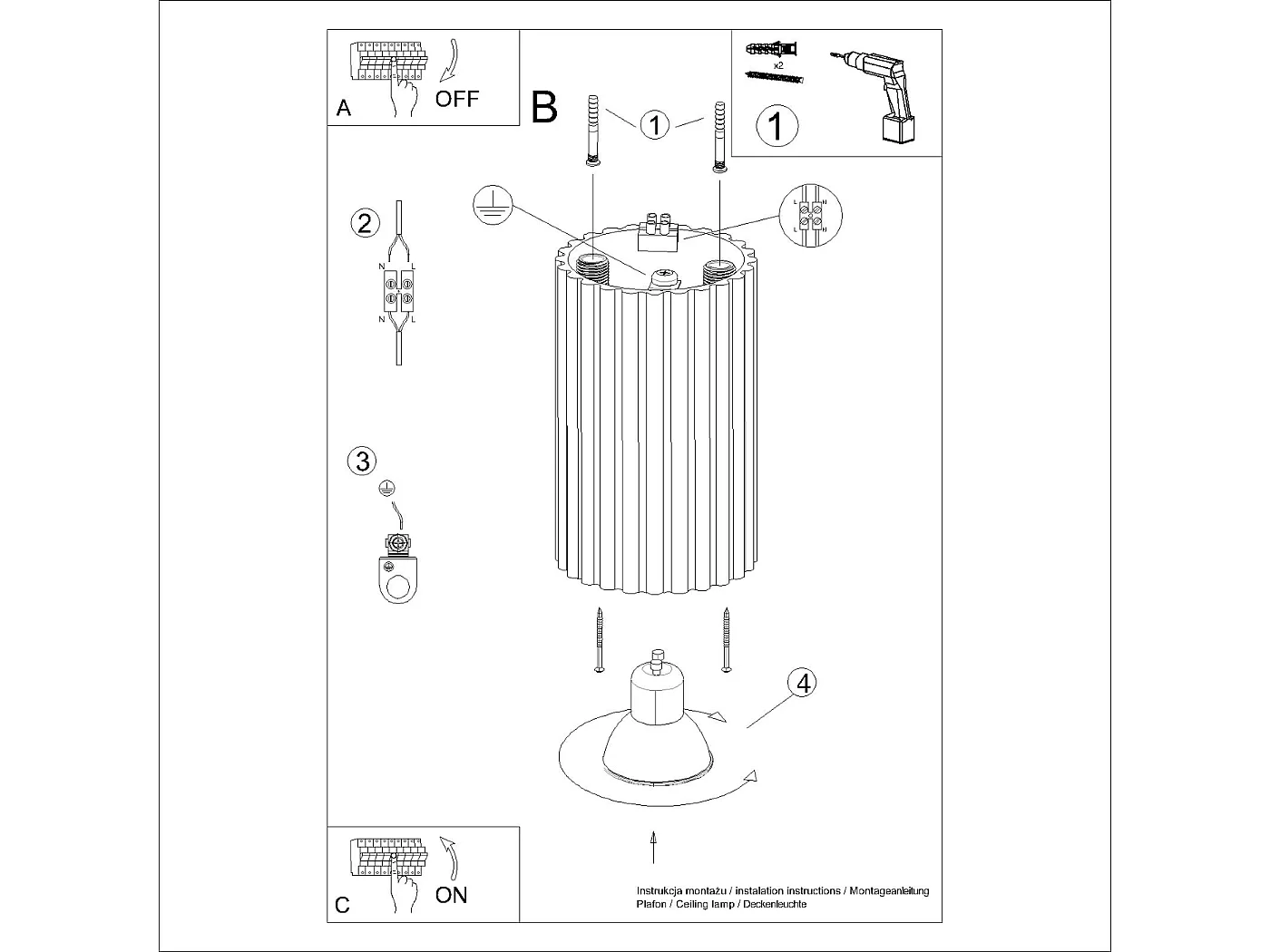 Lámpara De Techo Karbon Minimalista De Aluminio - 1 Fuentes Luminosas - L.6,5 X A.10 Cm - Blanco