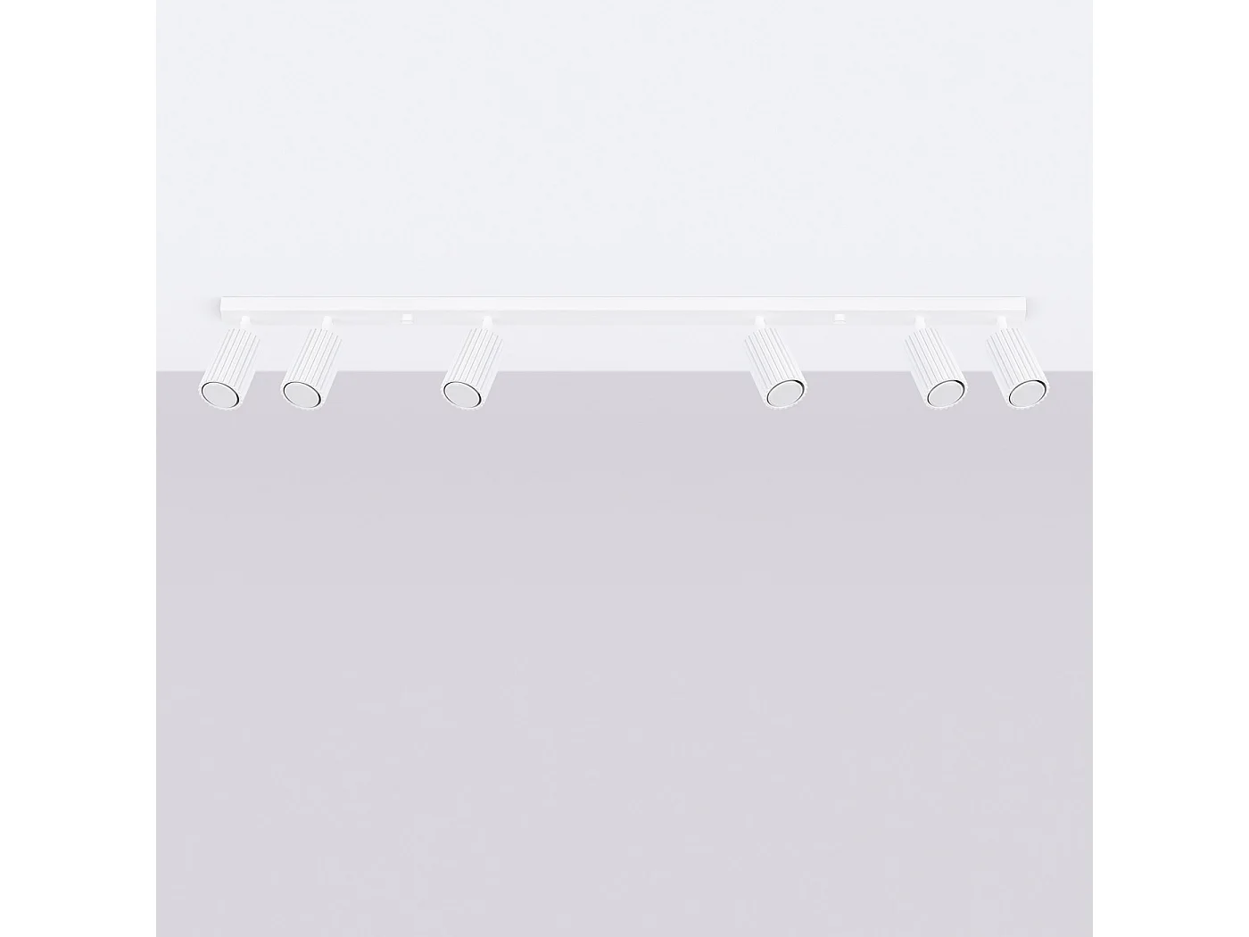 Lámpara de techo KARBON minimalista de aluminio - 6 fuentes luminosas - L.117 x A.16,5 cm - blanco