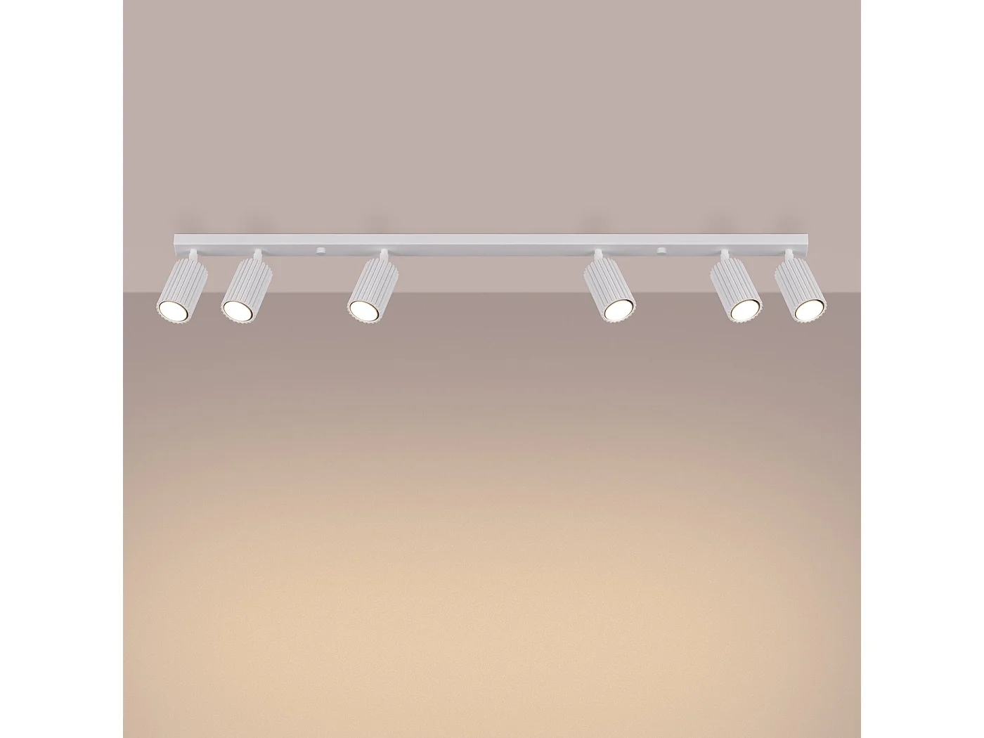 Lámpara de techo KARBON minimalista de aluminio - 6 fuentes luminosas - L.117 x A.16,5 cm - blanco