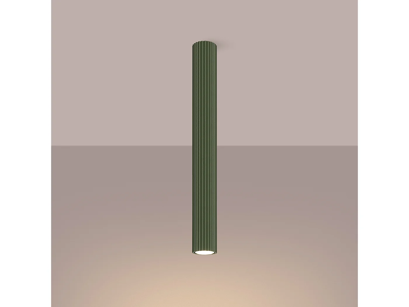 Lampa Sufitowa Minimalistyczny Karbon, Aluminium - 1 Źródło - L.6.5 X H.60 Cm - Zielony Oliwkowy