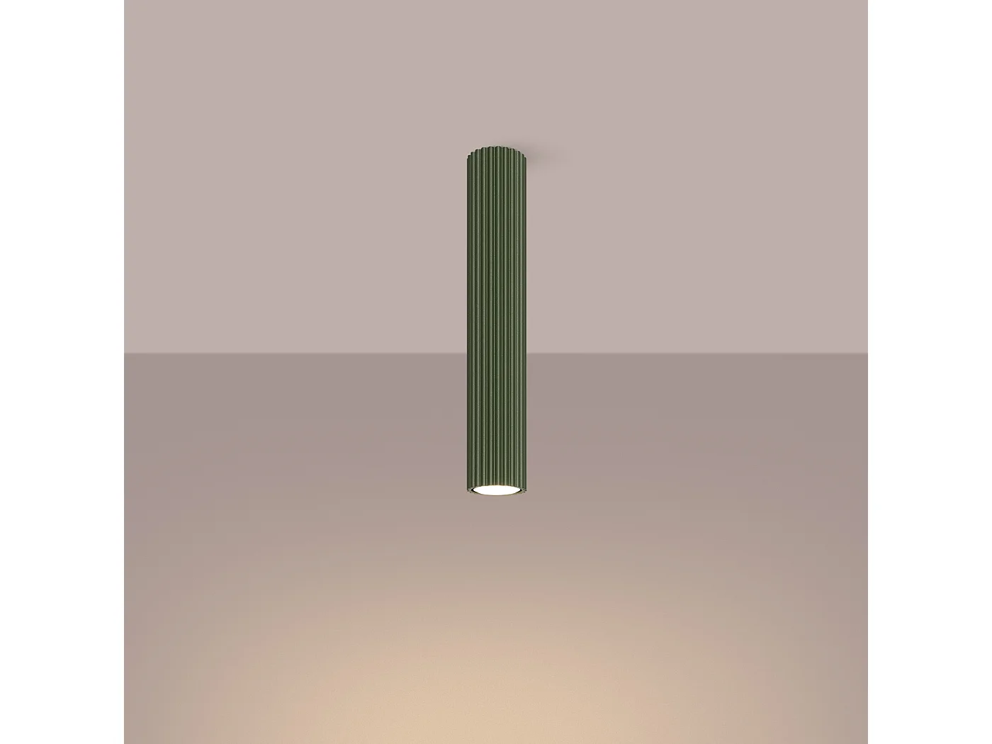 Plafonnier Karbon Minimaliste En Aluminium - 1 Sources Lumineuses - L.6,5 X H.40 Cm - Vert Olive