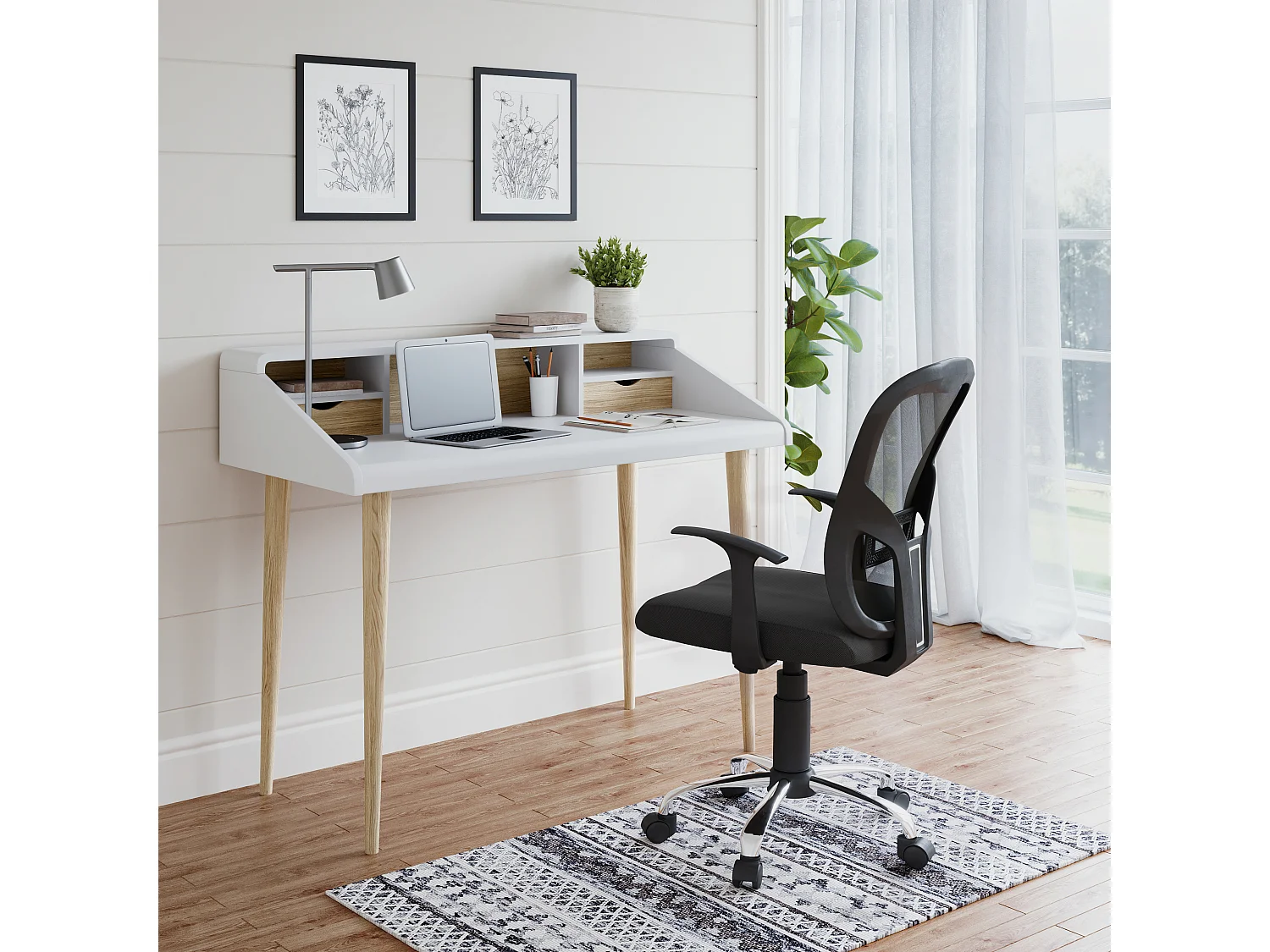 Tampa | Chaise de bureau en tissu noir