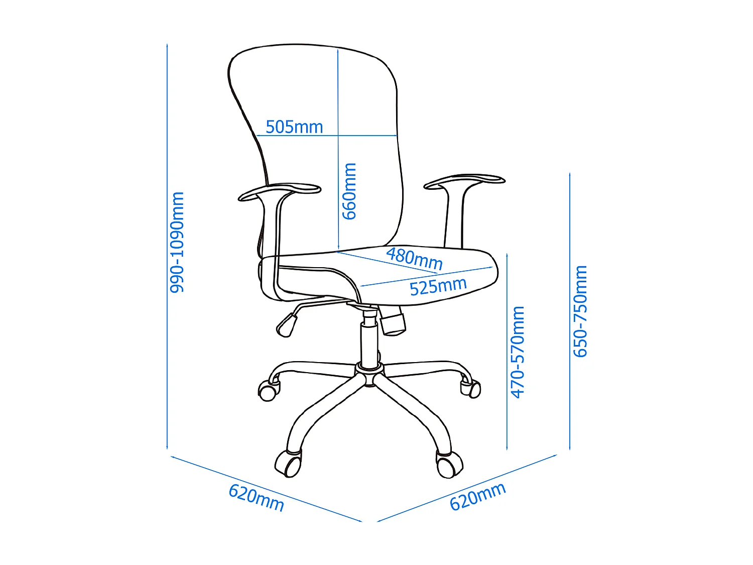 Tampa | Chaise de bureau en tissu noir