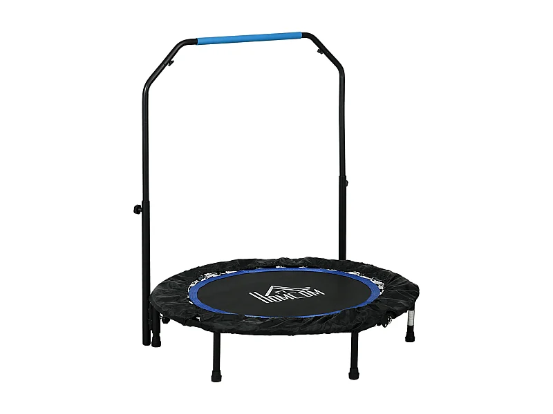 Trampoline de fitness gym pliable - poignée réglable, 28 ressorts - Ø 102 cm - noir bleu