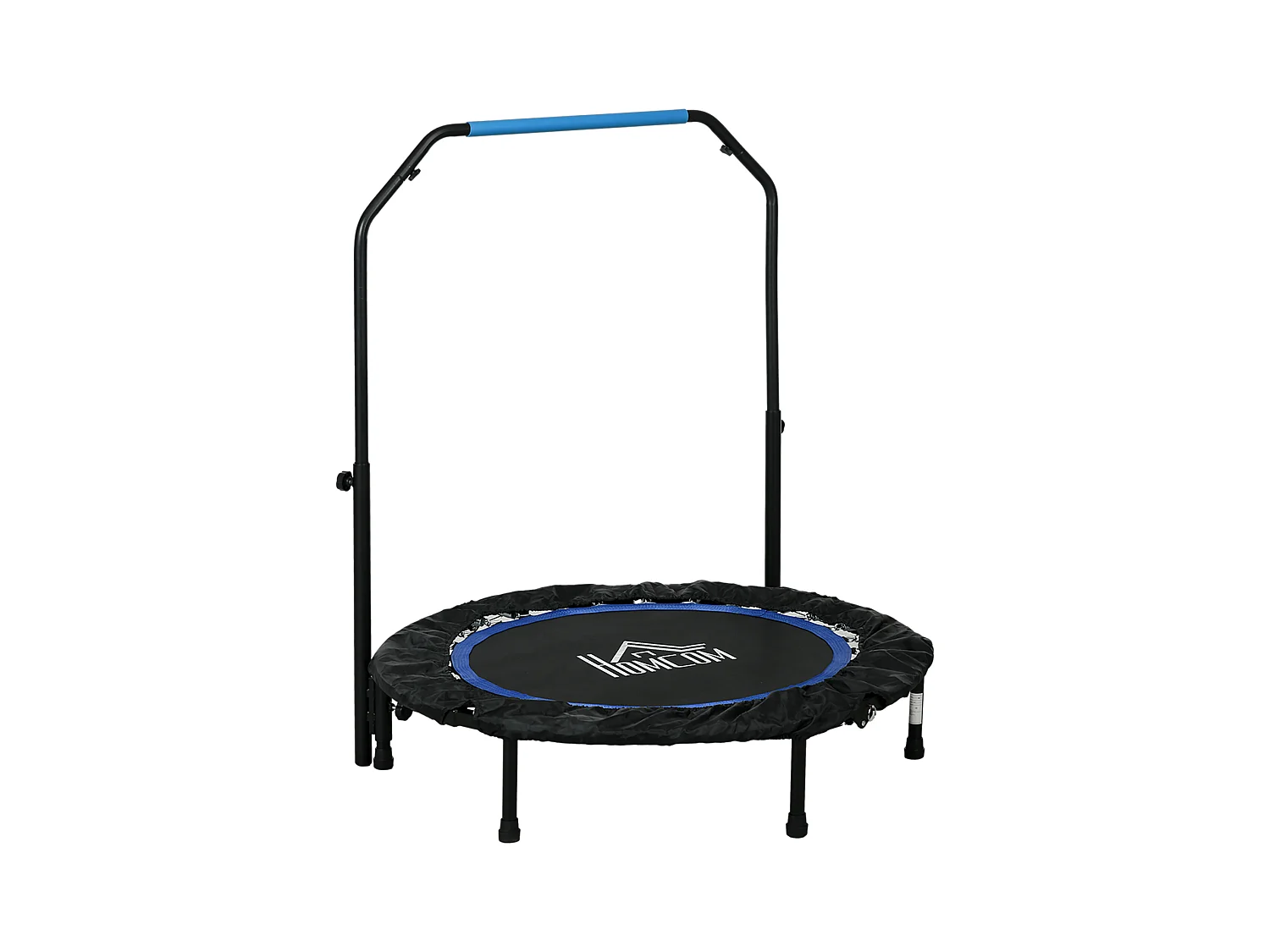 Trampoline de fitness gym pliable - poignée réglable, 28 ressorts - Ø 102 cm - noir bleu