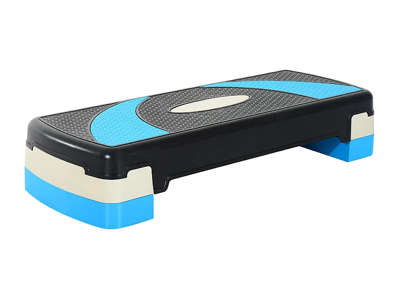 Stepper fitness aerobic hauteur reglable surface antiderapante 80 x 31 x 20 cm noir bleu