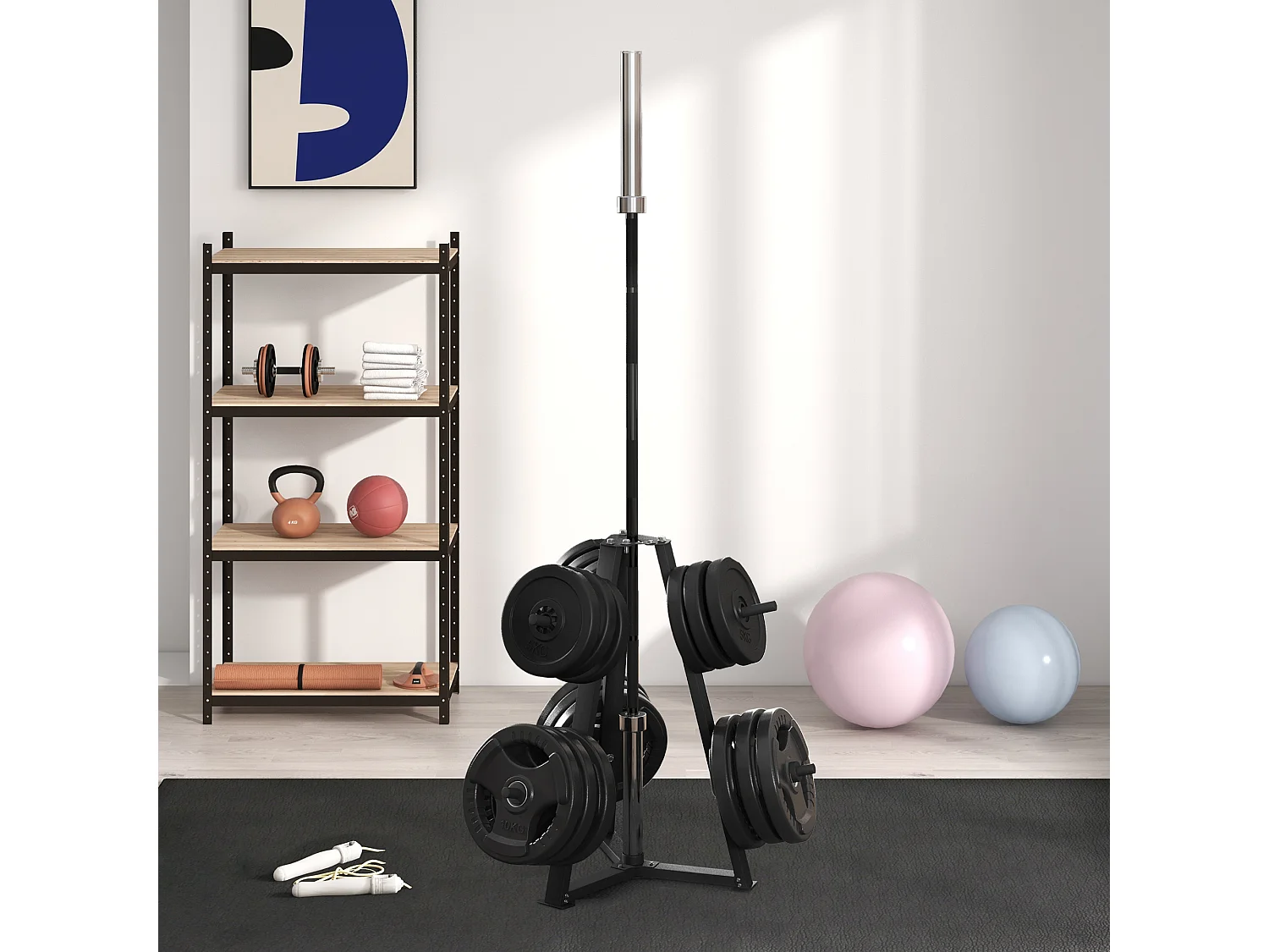 Support de poids pour plaques barre d'haltère - rack de rangement poids max. 300 Kg - acier noir