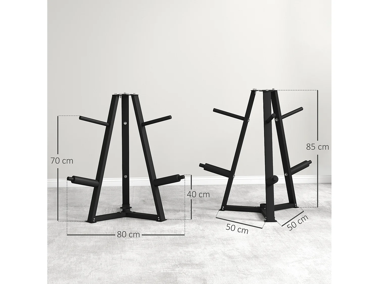 Support de poids pour plaques barre d'haltère - rack de rangement poids max. 300 Kg - acier noir