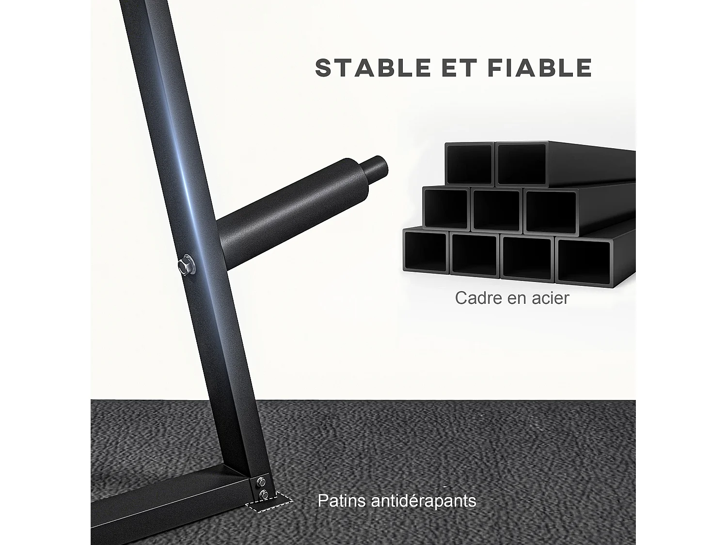 Support de poids pour plaques barre d'haltère - rack de rangement poids max. 300 Kg - acier noir