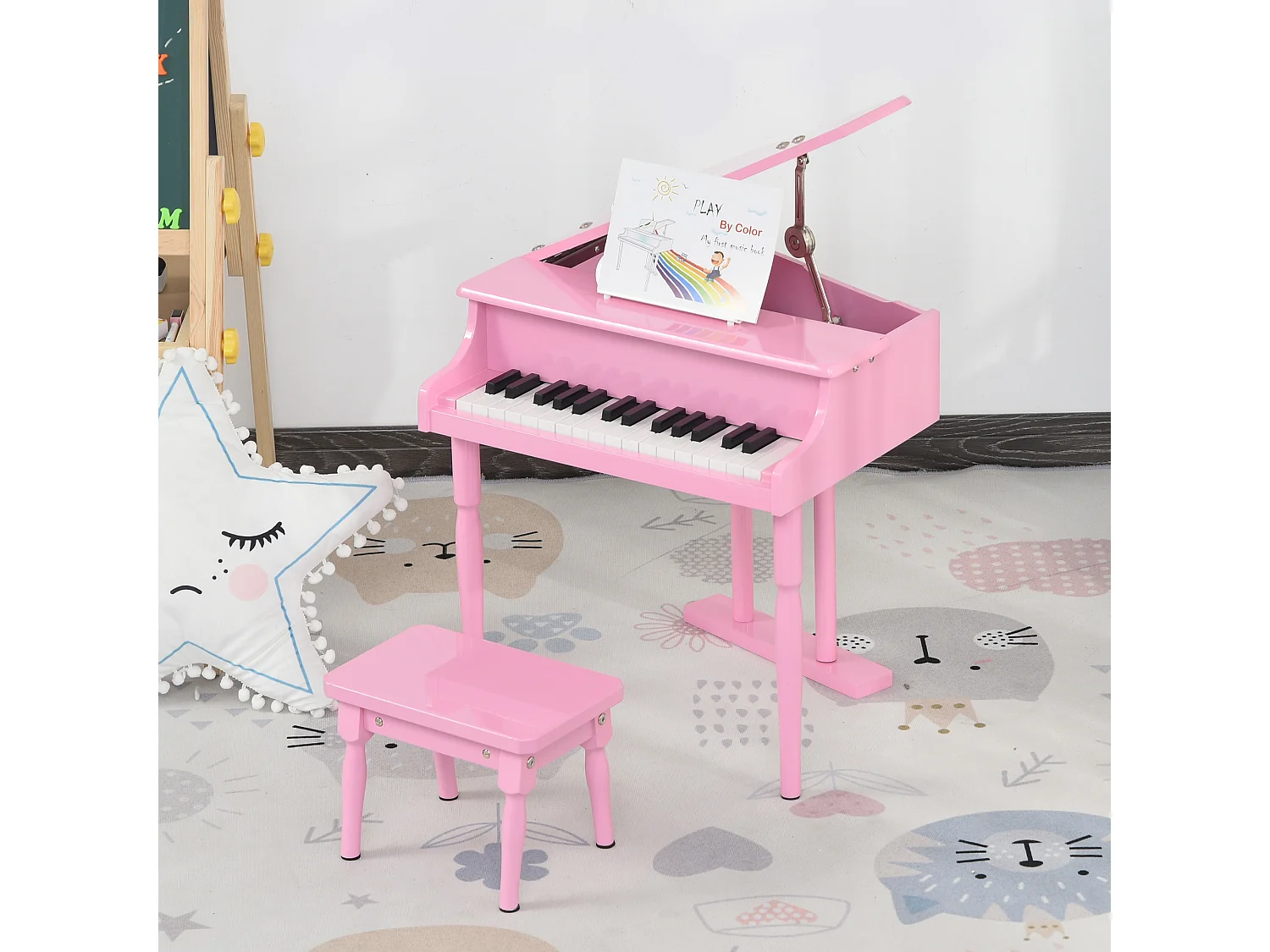 Piano à queue électronique 37 touches multifonctions avec micro haut parleur rose