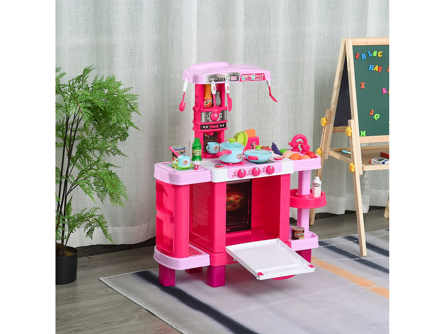 Cuisine pour enfant recettes jeu d'imitation 38 accessoires inclus sons et lumières polypropylène rose