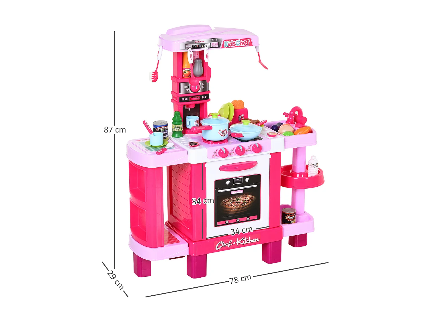 Cuisine pour enfant recettes jeu d'imitation 38 accessoires inclus sons et lumières polypropylène rose