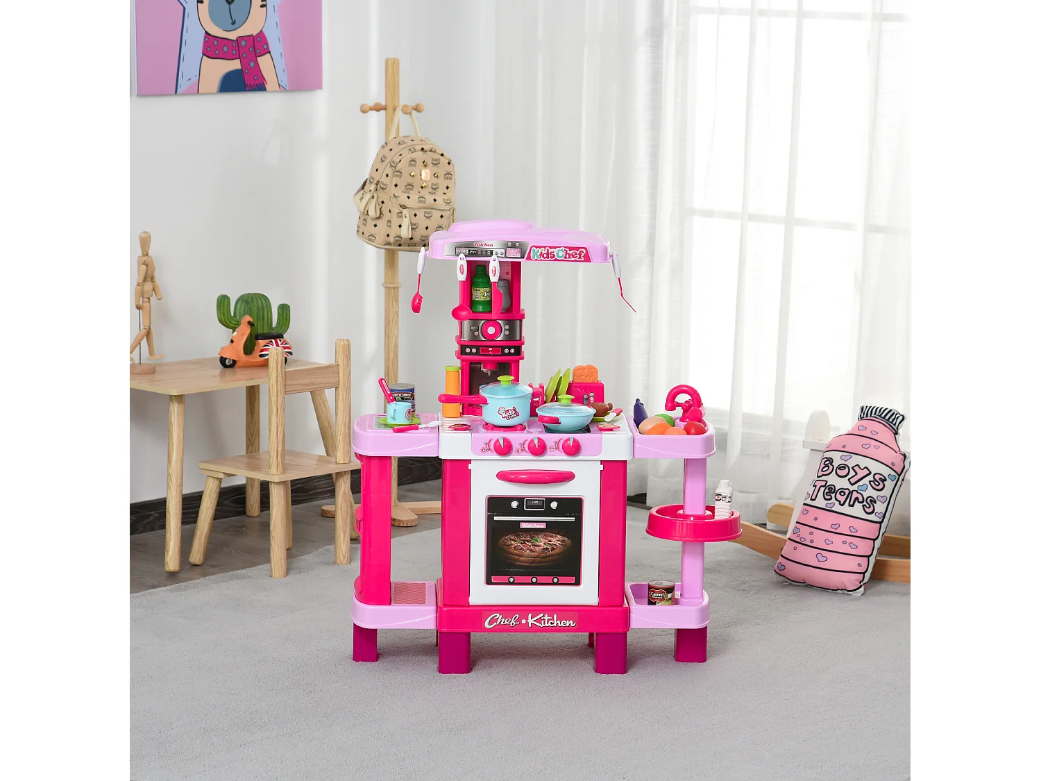 Cuisine pour enfant recettes jeu d'imitation 38 accessoires inclus sons et lumières polypropylène rose