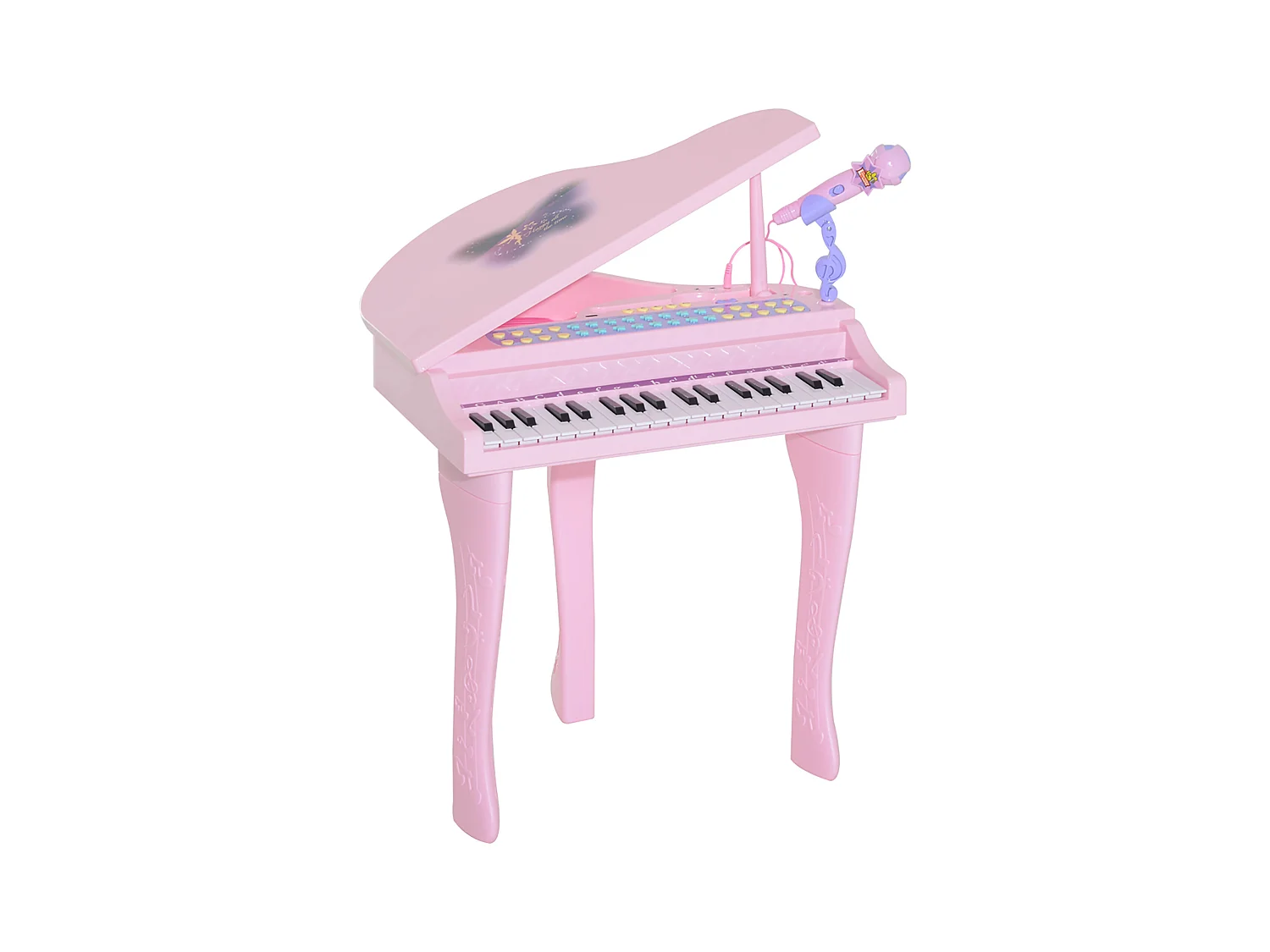Piano à queue électronique 37 touches multifonctions avec micro haut parleur rose