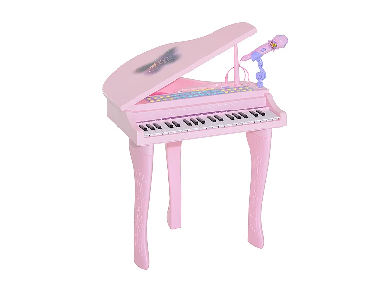 Piano à queue électronique 37 touches multifonctions avec micro haut parleur rose