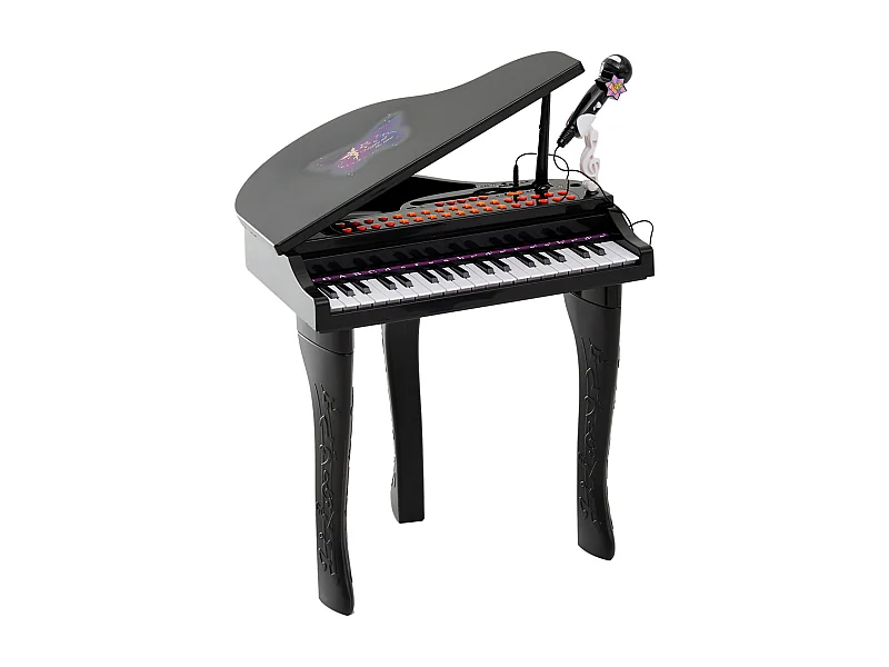 Piano à queue électronique 37 touches multifonctions avec micro haut parleur noir