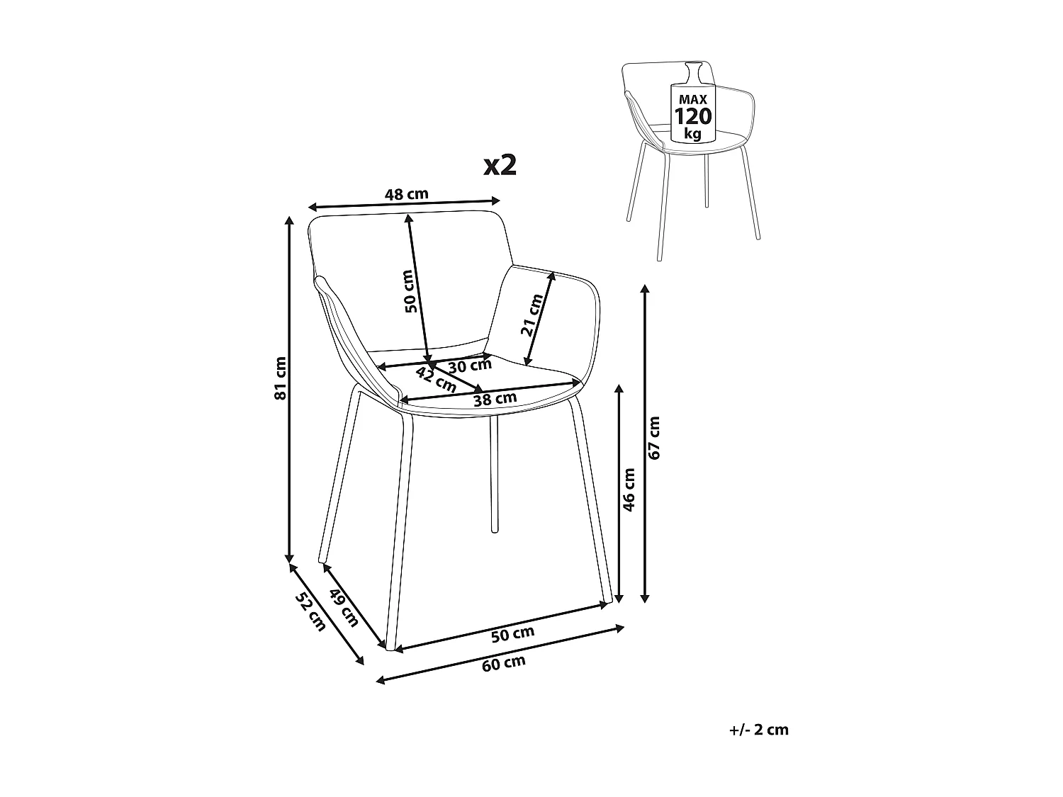 Set di 2 sedie da pranzo AXTEL Grigio chiaro