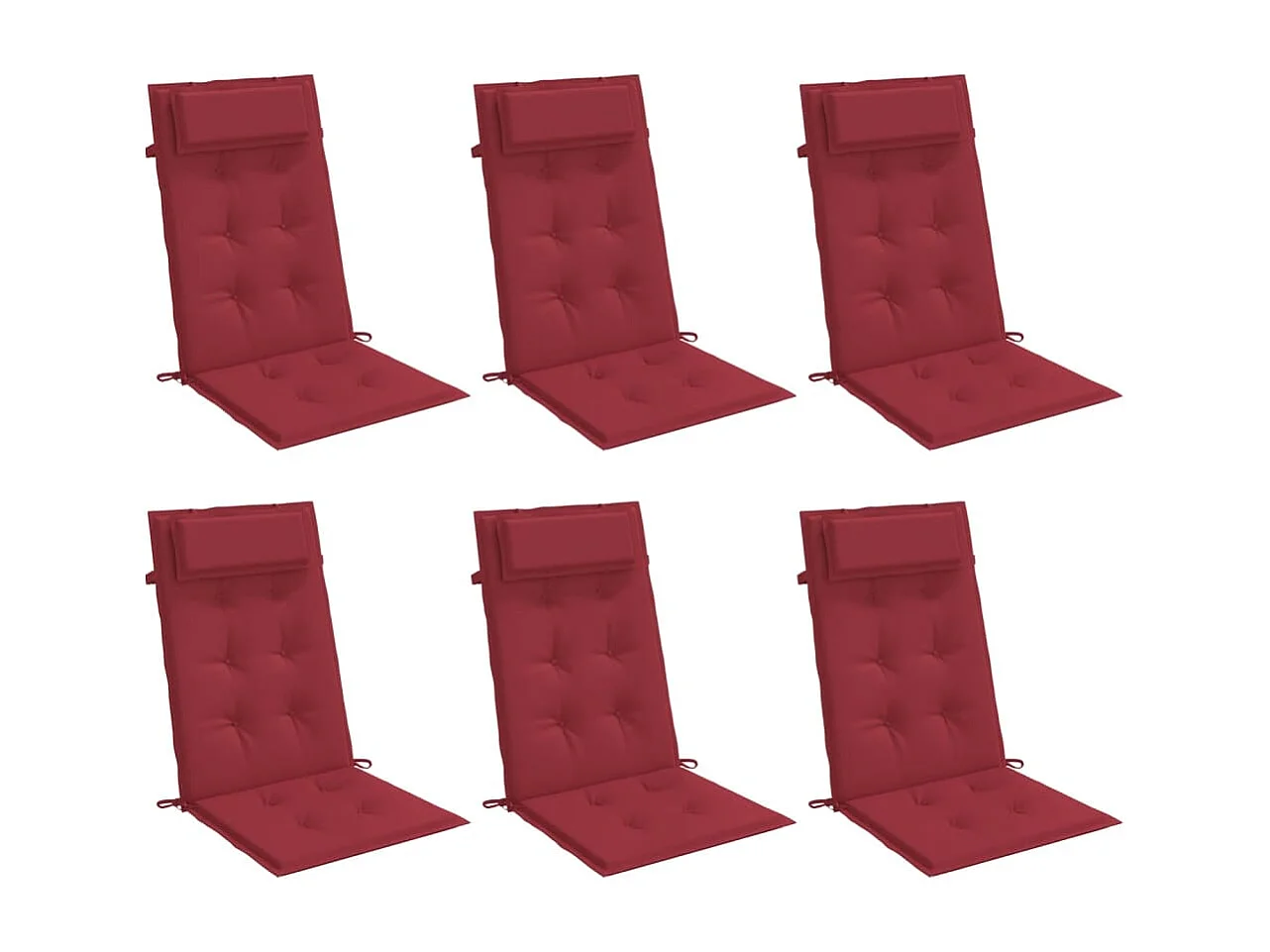 Coussins de chaise à dossier haut lot de 6 rouge bordeaux