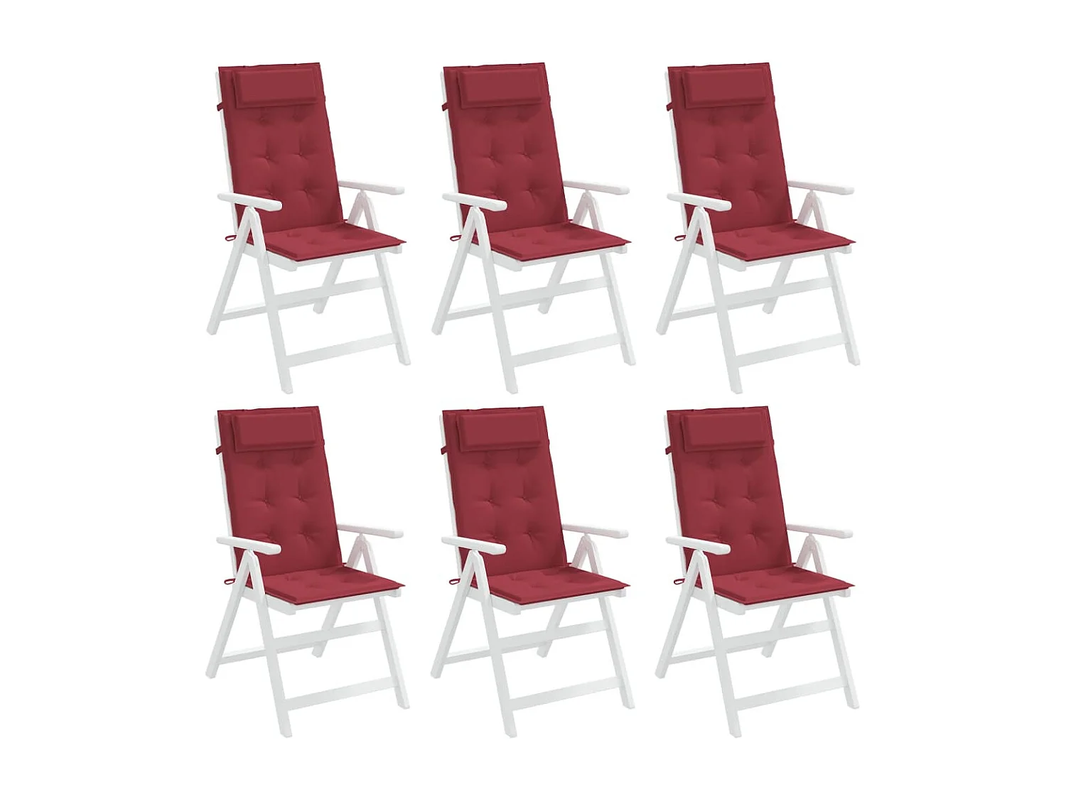 Coussins de chaise à dossier haut lot de 6 rouge bordeaux