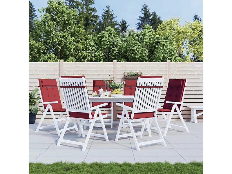 Coussins de chaise à dossier haut lot de 6 rouge bordeaux