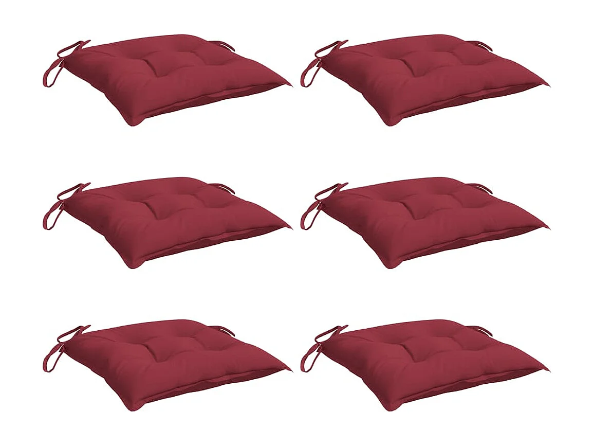 Coussins de chaise 6 pièces rouge bordeaux 40x40x7 cm tissu oxford