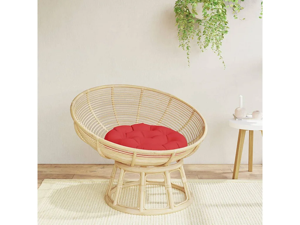 Coussin rond rouge Ø 60 x11 cm tissu oxford