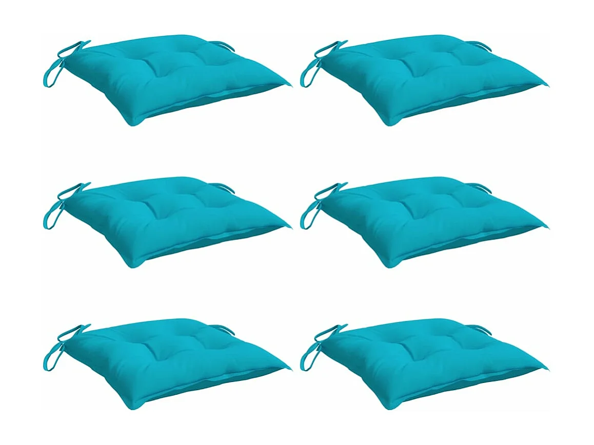 Coussins de chaise 6 pièces turquoise 40x40x7 cm tissu