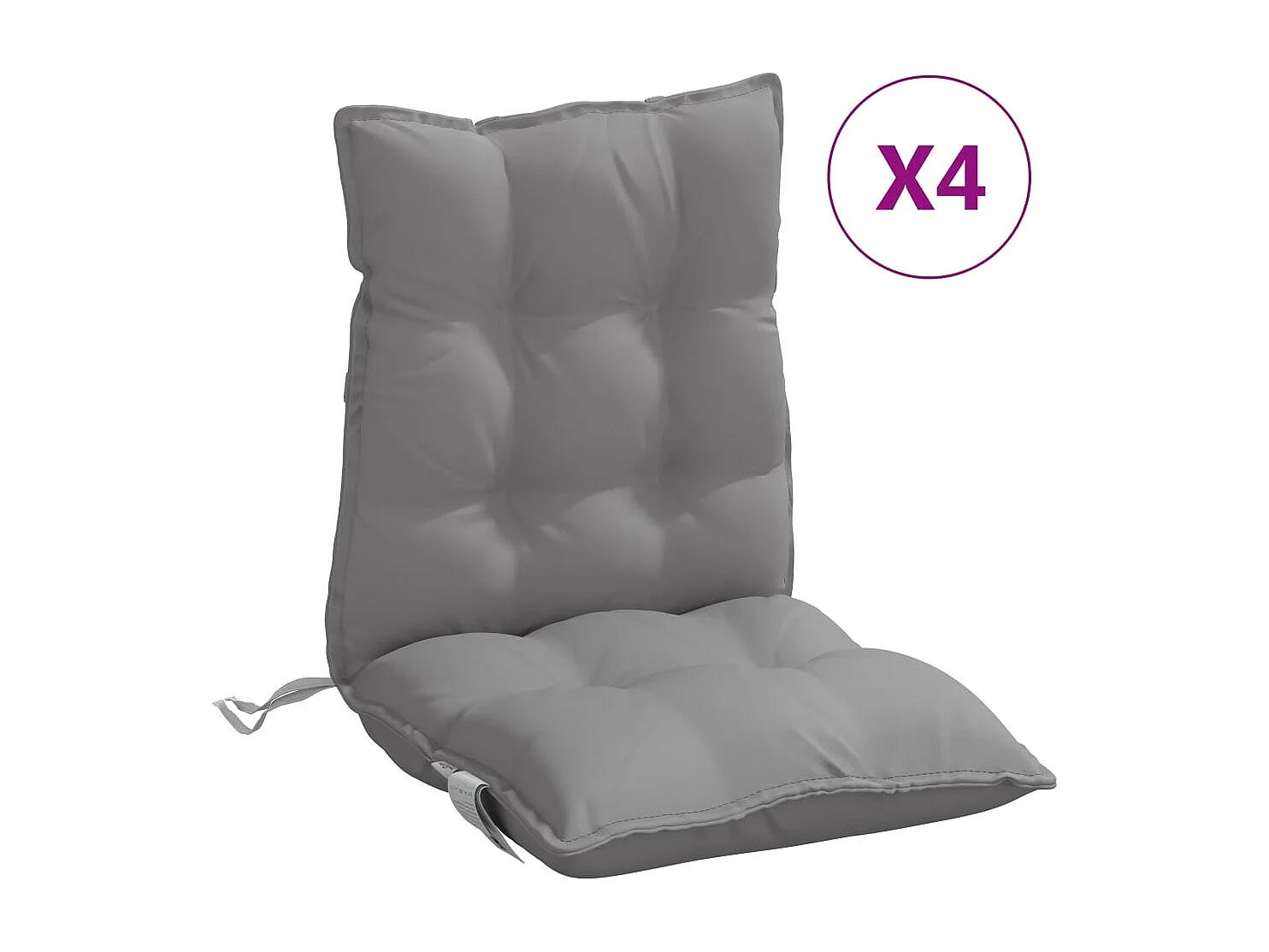 Stoelkussens 4 st lage rug oxford stof grijs