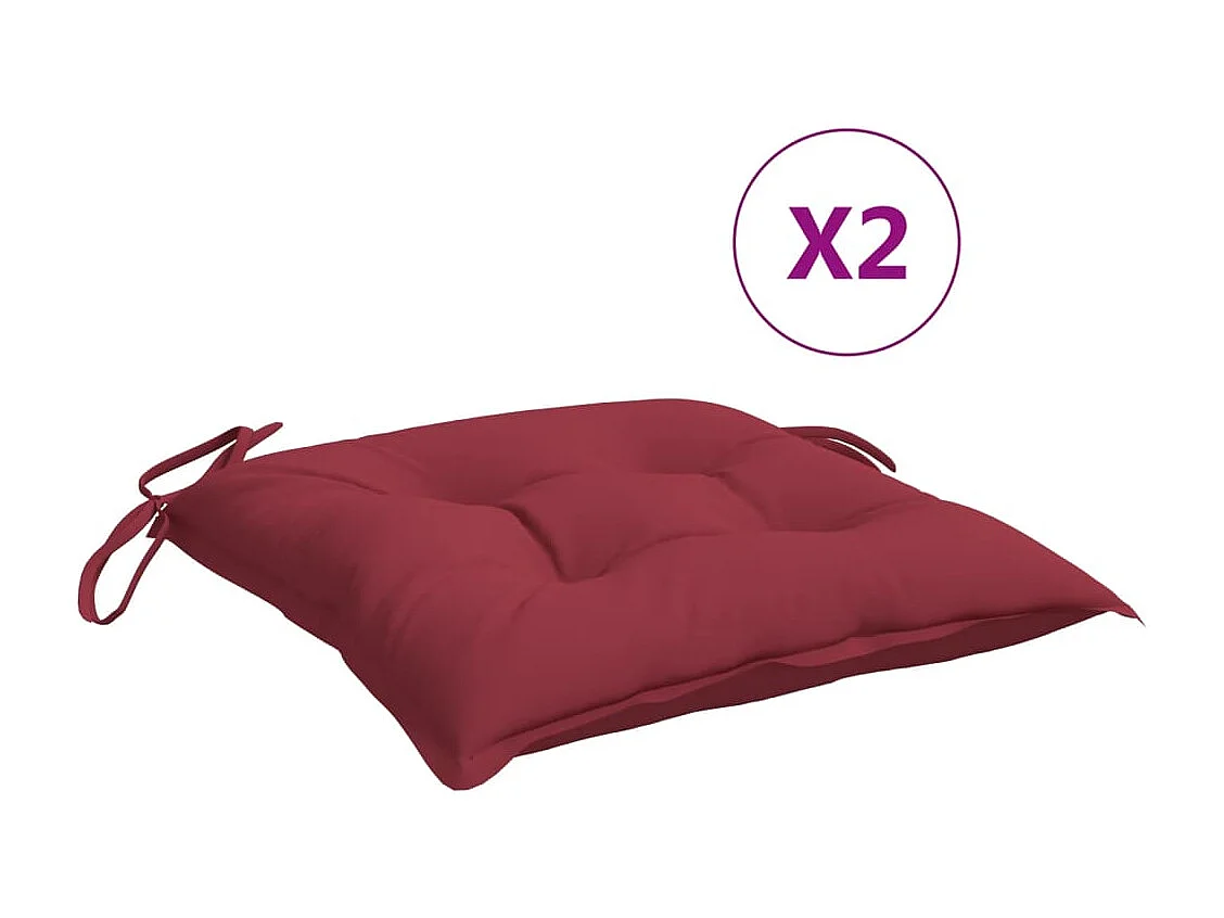 Coussins de chaise 2 pièces rouge bordeaux 50x50x7 cm tissu oxford