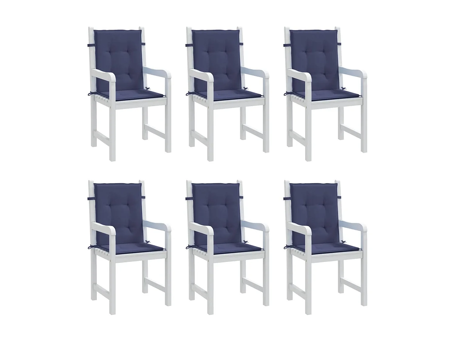 Coussins de chaise à dossier bas lot de 6 bleu marine tissu