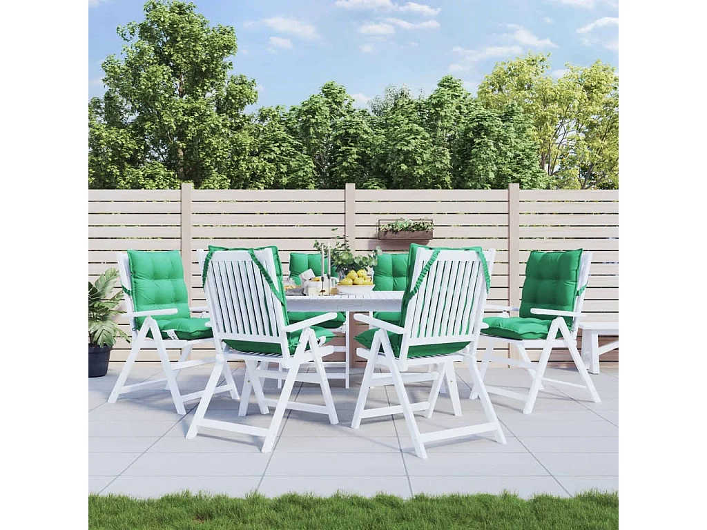 Coussins de chaise à dossier bas lot de 6 vert tissu oxford