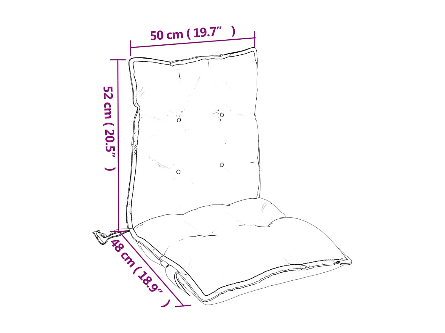 Coussins de chaise à dossier bas lot de 6 vert tissu oxford