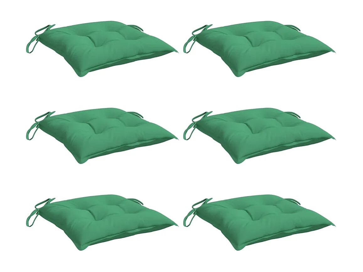 Coussins de chaise lot de 6 vert 40x40x7 cm tissu oxford